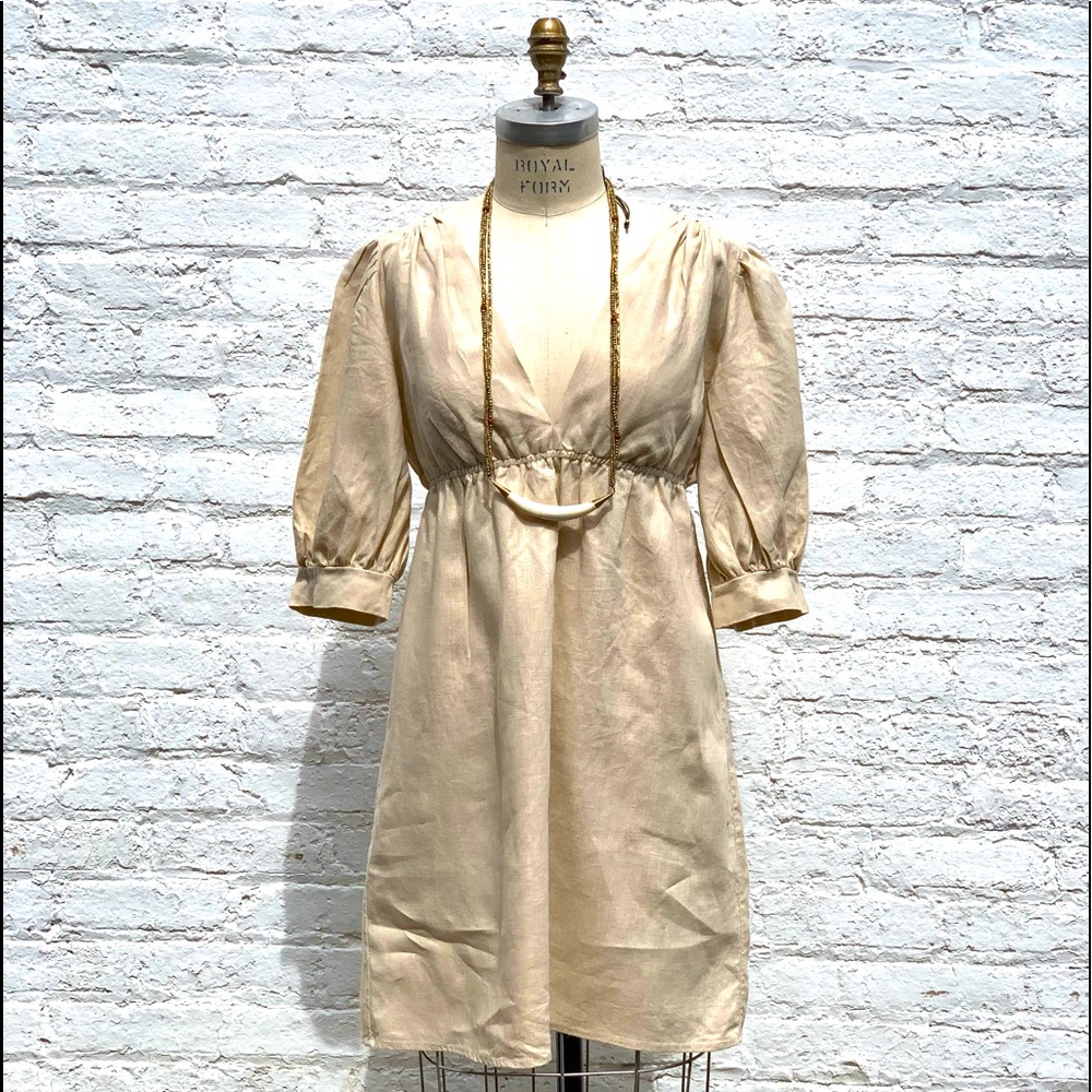 Anthropologie NWOT  | Gold Shimmer Linen Dress by Fei